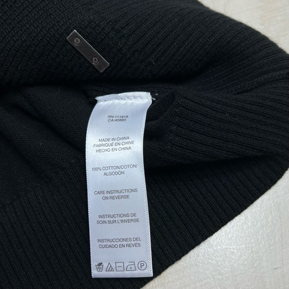 Michael Kors Sweater Men’s L Textured Knit 1/4 Zip Black Mock Neck Quiet Luxury - Picture 6 of 8